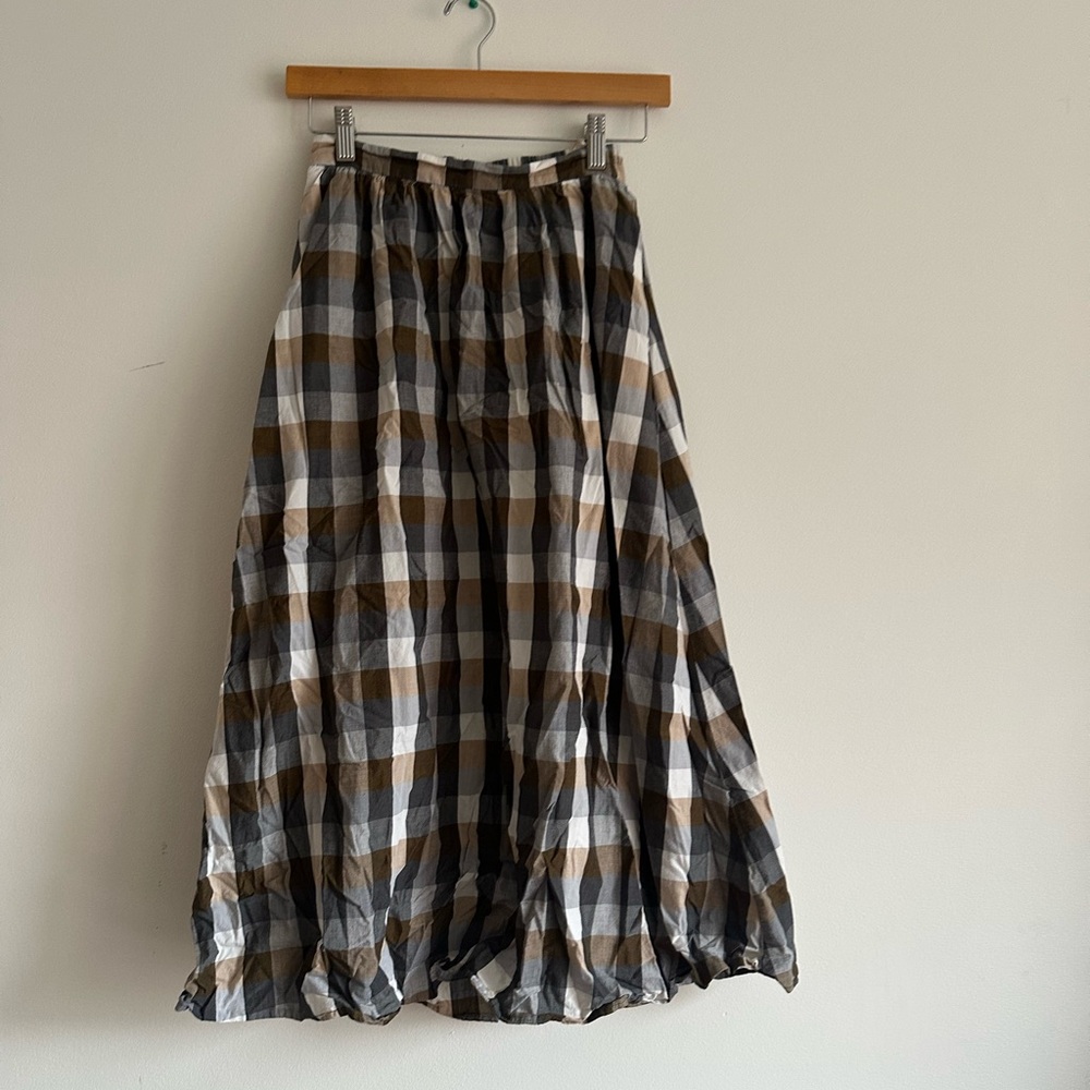 Plaid Brown and White Women's Skirt